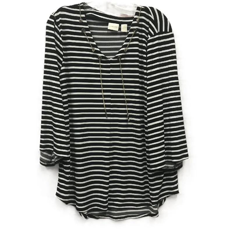 Black & White Top Long Sleeve By Chicos, Size: L