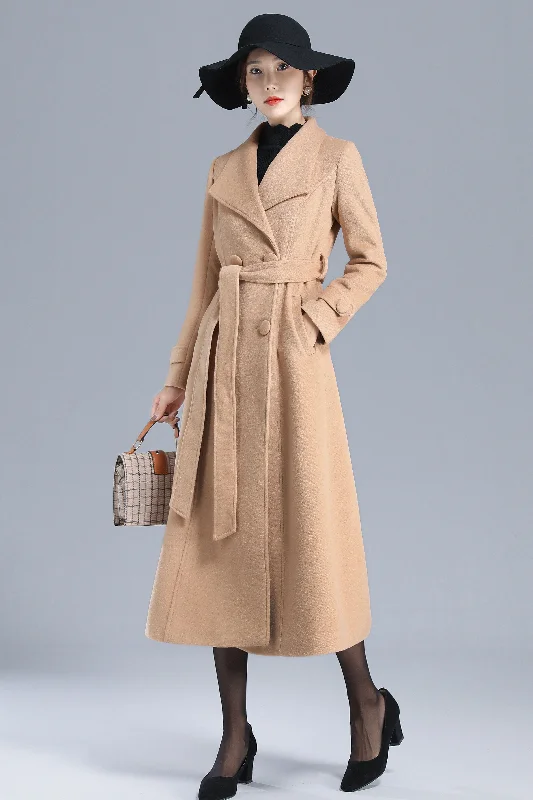 Camel Long Maxi Winter Wool Coat 3204