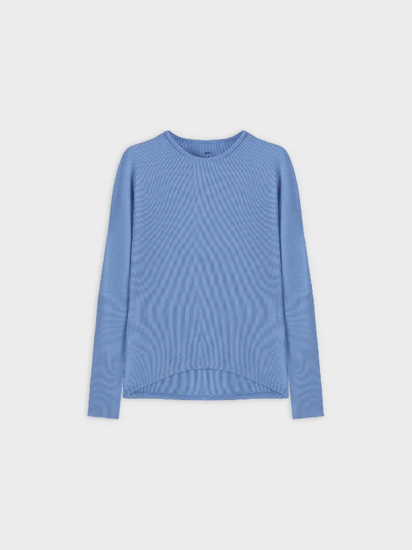 Crew Ribbed Dolman-Ocean Blue