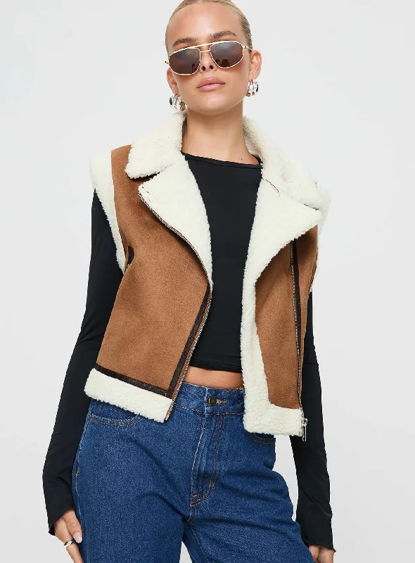 Darian Shearling Vest Tan / Cream