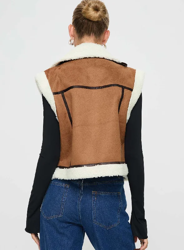 Darian Shearling Vest Tan / Cream