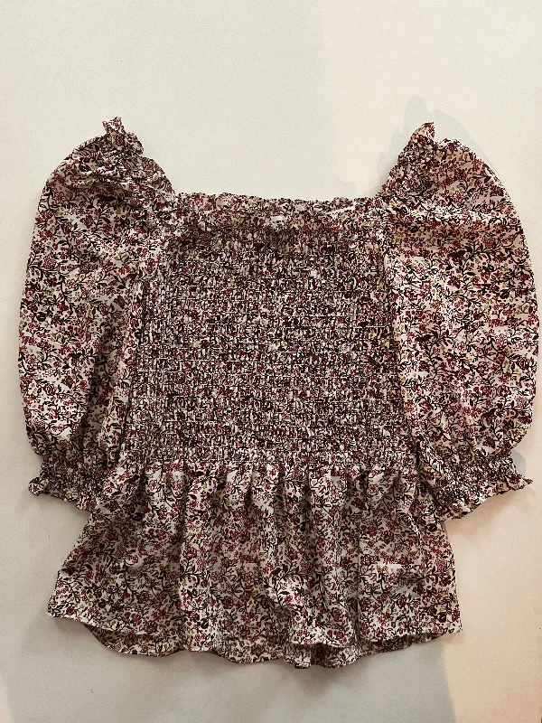 Floral Blouse Short Sleeve Max Studio, Size S