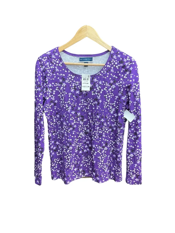 Floral Print Top Long Sleeve Basic Karen Scott, Size M