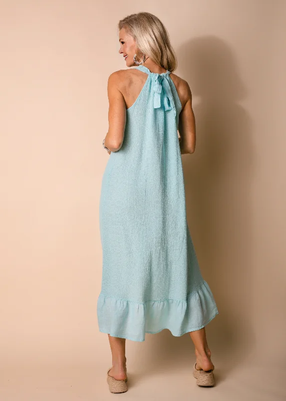 Jacoba Linen Blend Dress in Aqua Mist