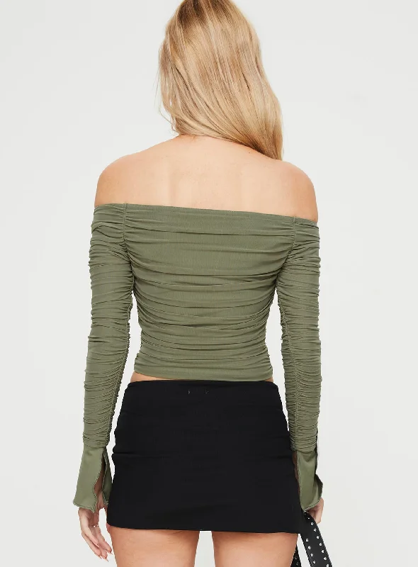 Moreno Off The Shoulder Top Green