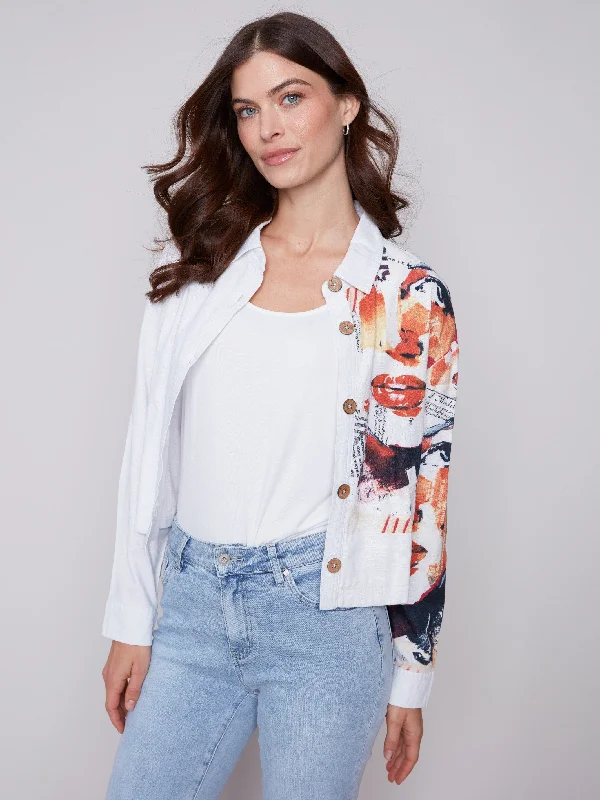 Placement Print Linen Blend Jacket - Monroe