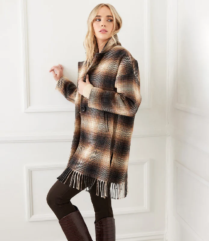 Plaid Fringe Jacket