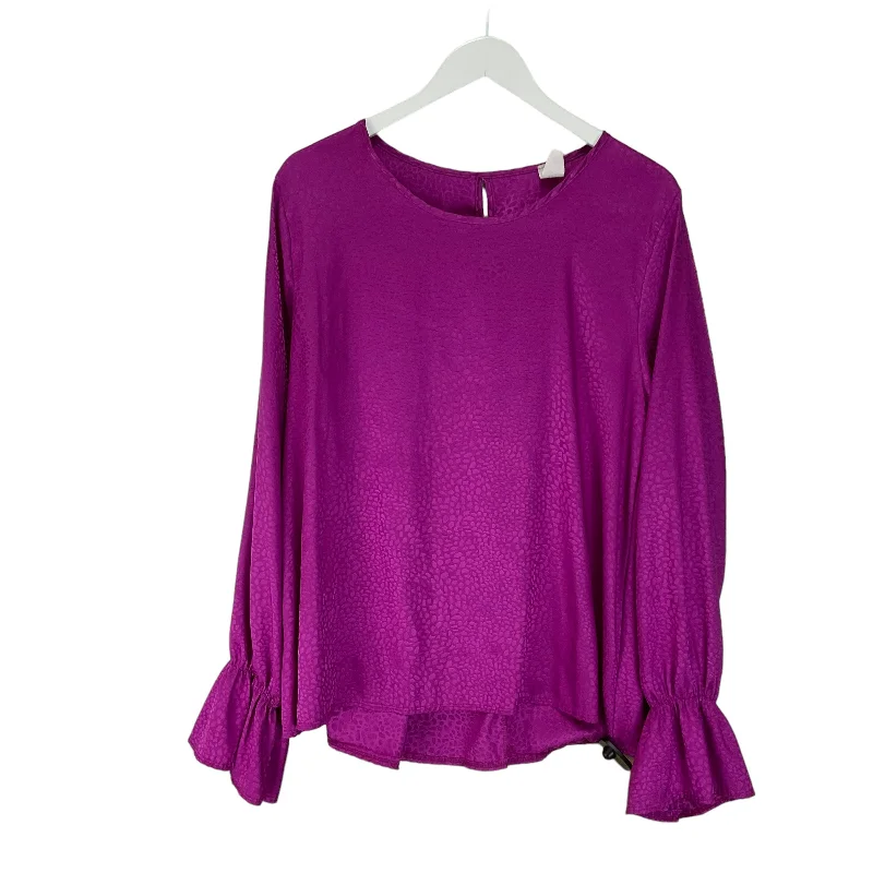 Purple Blouse Long Sleeve Acting Pro, Size 1x