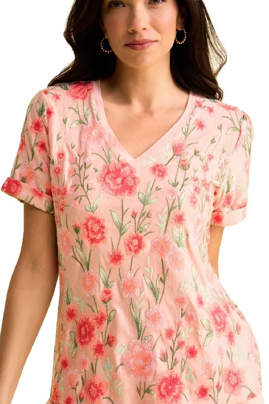 Embroidered V-neck T-Shirt