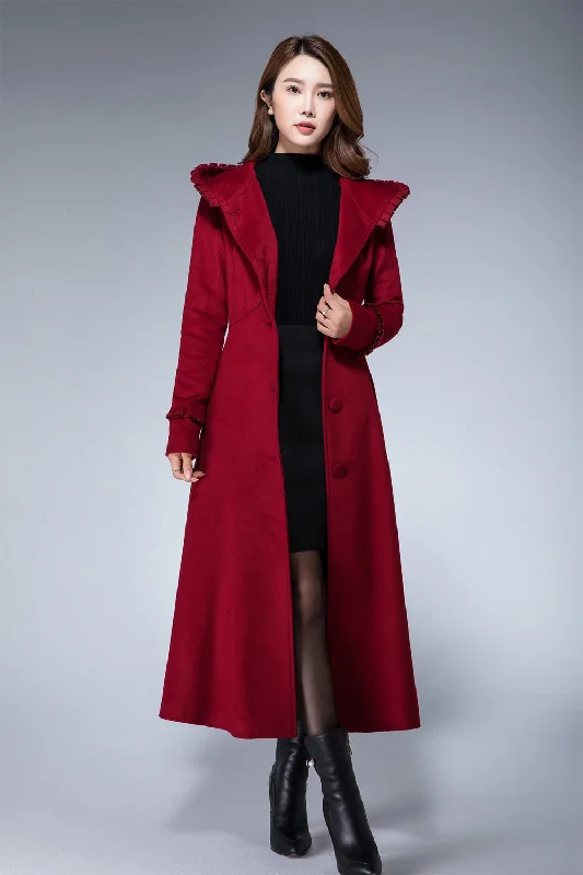 Red winter coat, wool coat 1861#