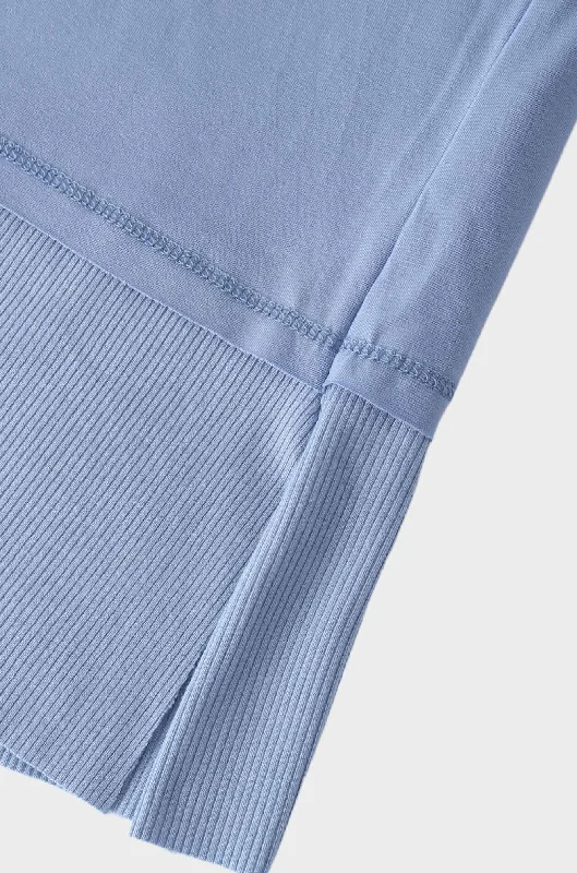 RIBBED BOTTOM T-SHIRT-LIGHT BLUE