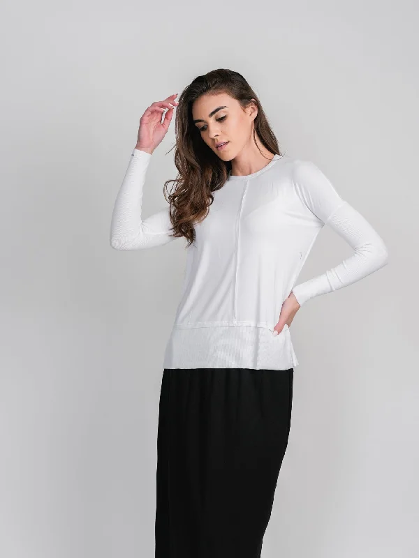 RIBBED BOTTOM T-SHIRT-WHITE