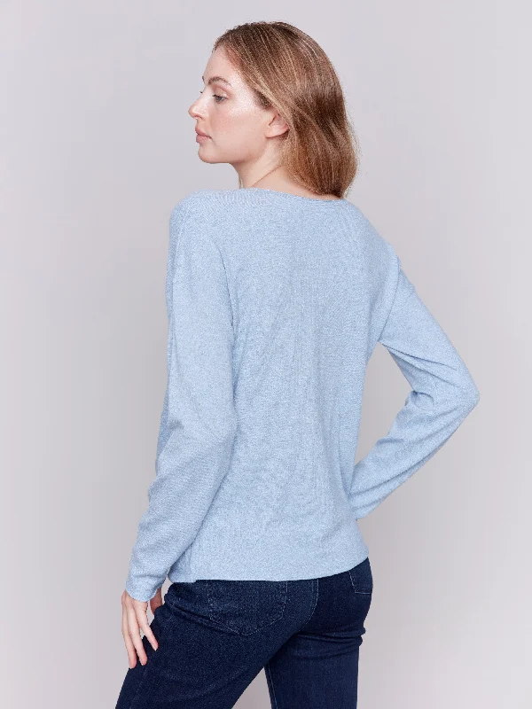 Sweater with Front Knot Detail - Frost