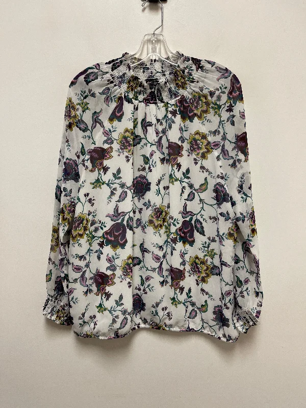 Top Long Sleeve By Ann Taylor In Floral Print, Size: L