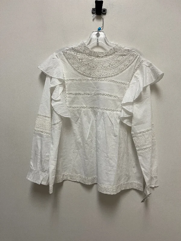 Top Long Sleeve By Elan In White, Size: L