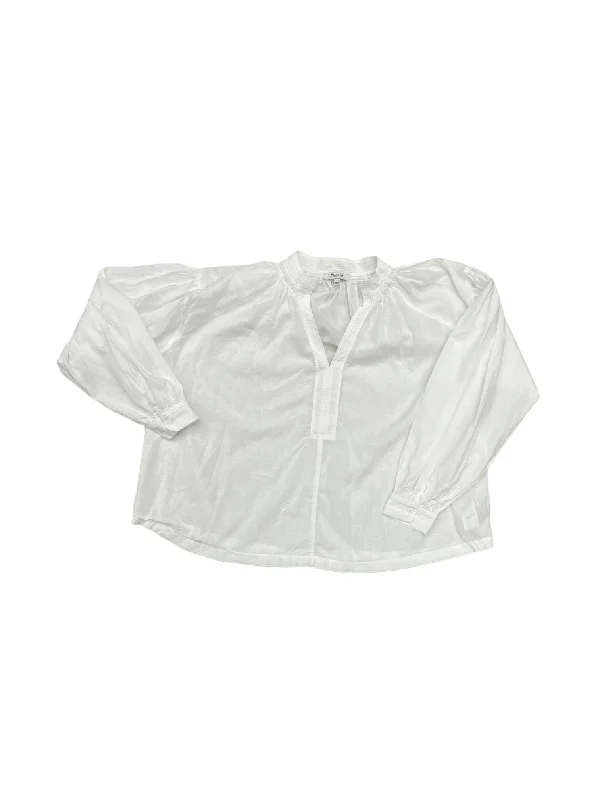 Top Long Sleeve By Madewell In White, Size: S