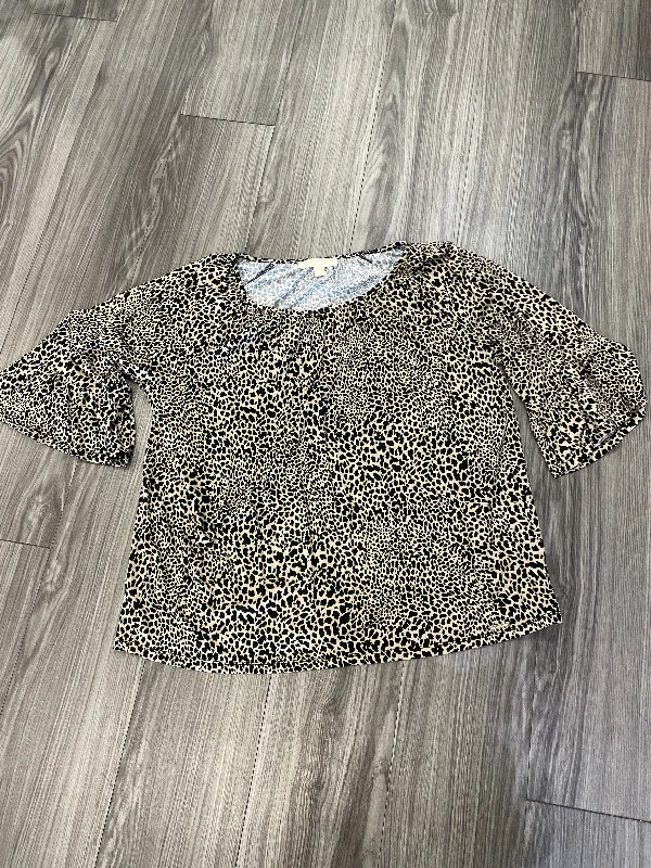 Top Long Sleeve By Michael Kors In Animal Print, Size: 1x