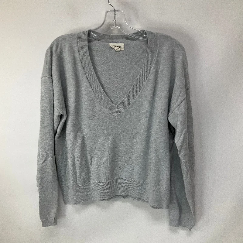 Top Long Sleeve By Open Edit In Grey, Size: S