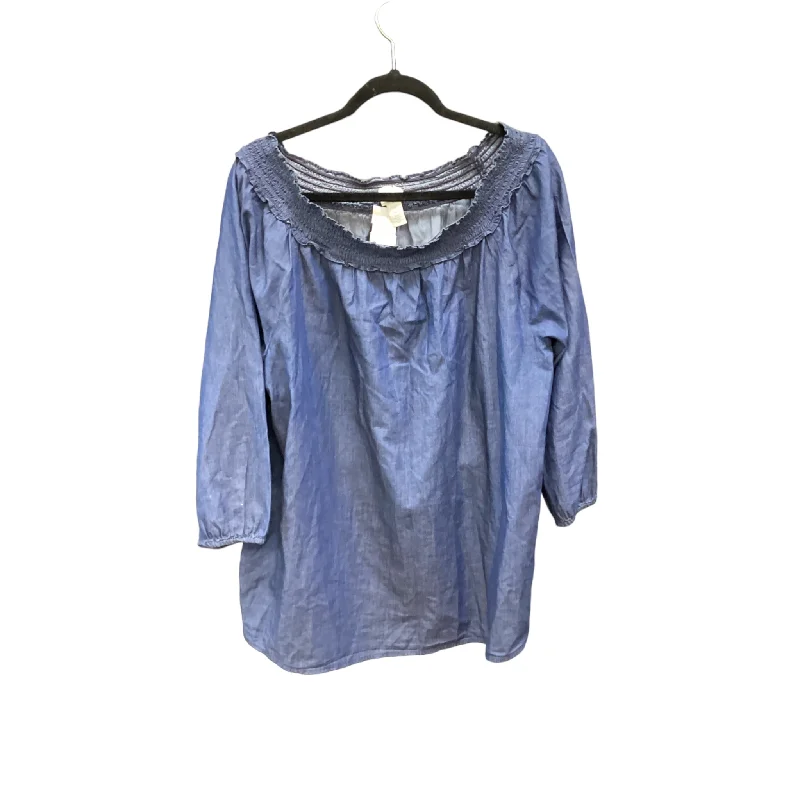 Tunic Long Sleeve By Chicos In Blue Denim, Size: 3