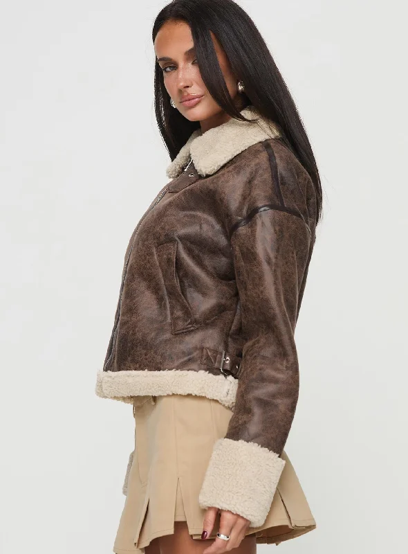 Zephyria Shearling Jacket Brown