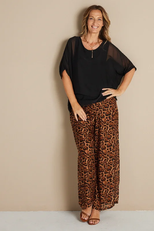 Arlette Silk Pants - Leopard