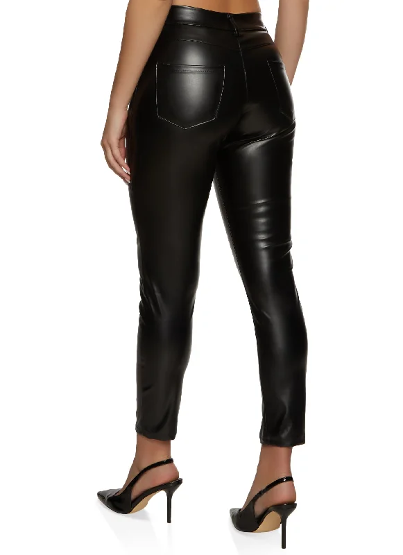 Faux Leather Cropped Skinny Pants