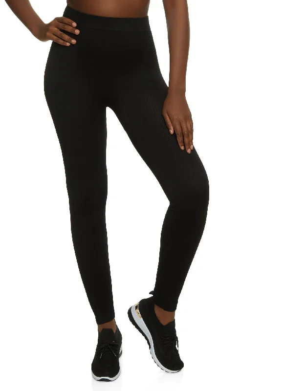 Seamless Ribbed Knit Leggings