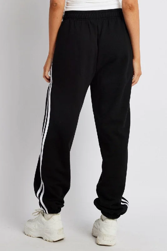 Black Track Pants Side Stripe Jogger