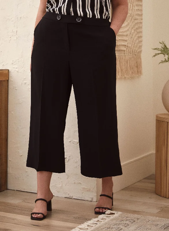 Button Detail Culotte Pants