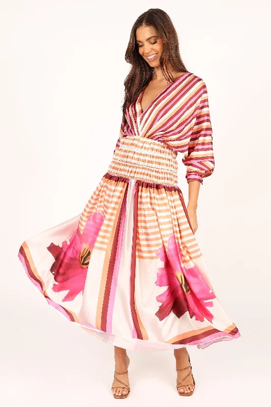 Emilia Long Sleeve Maxi Dress - Pink Stripe