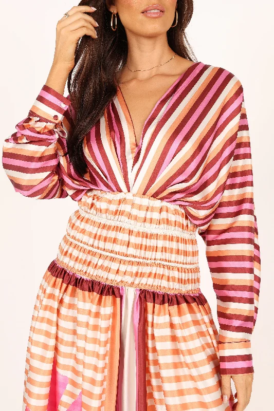 Emilia Long Sleeve Maxi Dress - Pink Stripe