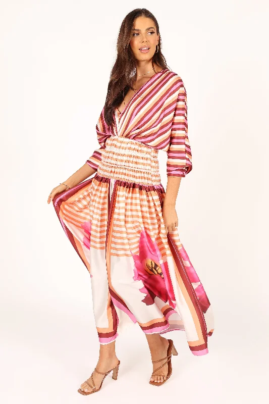 Emilia Long Sleeve Maxi Dress - Pink Stripe