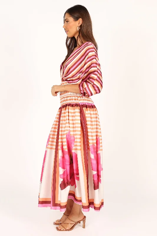 Emilia Long Sleeve Maxi Dress - Pink Stripe