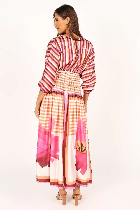 Emilia Long Sleeve Maxi Dress - Pink Stripe