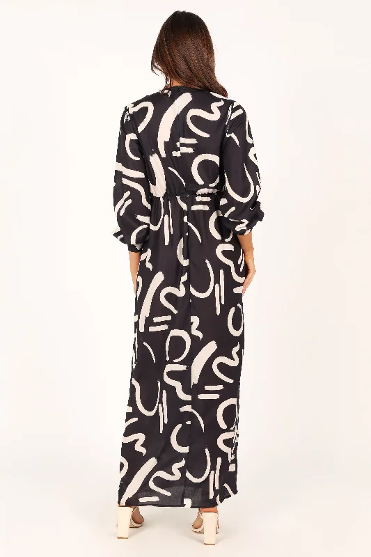 Helen Long Sleeve Maxi Dress - Black White