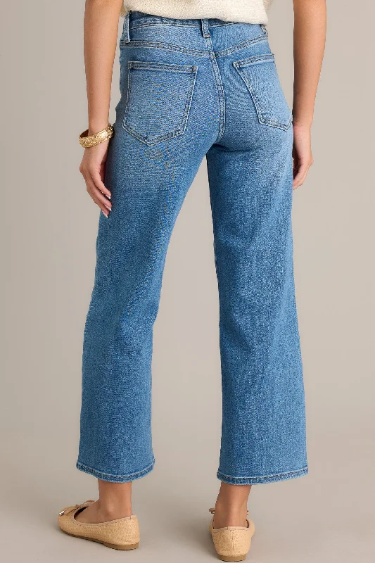 Into The Clouds Medium Wash Cropped Wide Leg Jeans