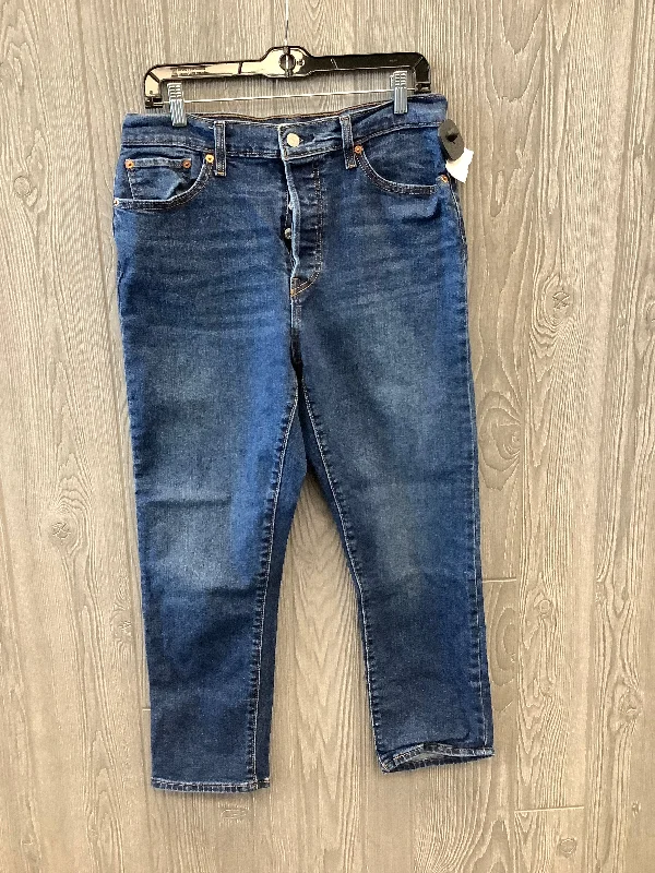 Jeans Straight By Levis In Blue Denim, Size: 14