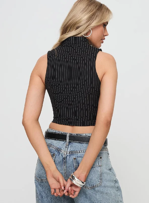 Messa Top Black Pinstripe