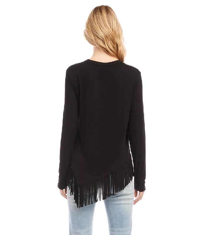 Petite Size Asymmetric Fringe Top