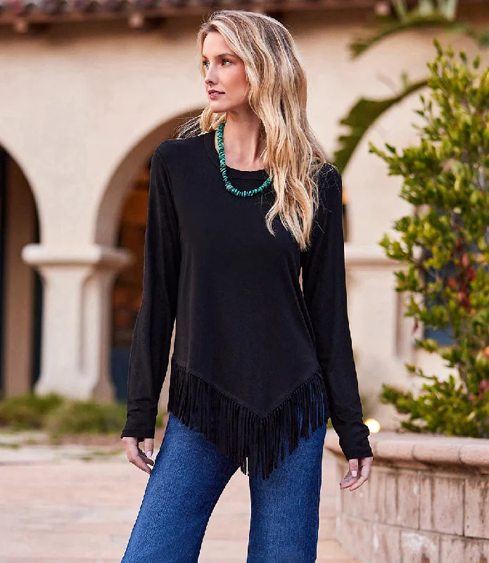 Petite Size Asymmetric Fringe Top