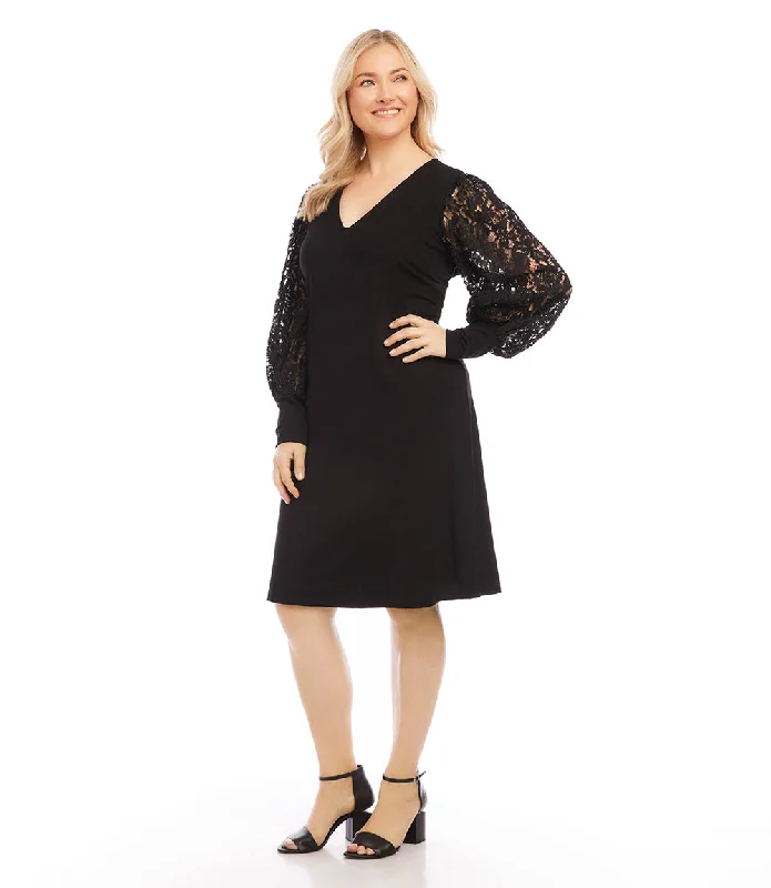 Plus Size Lace Sleeve Dress