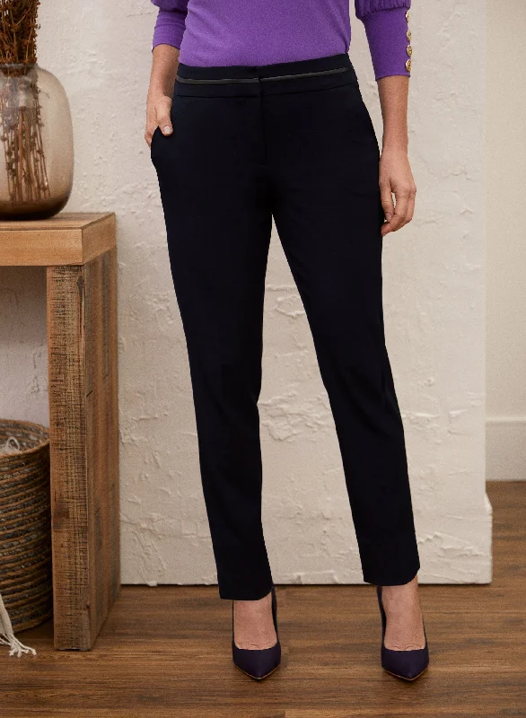 Vegan Leather Detail Pants