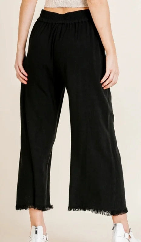 Villa Freyed Linen Pant Black