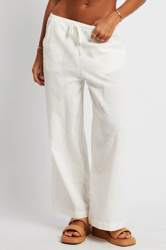 White Wide Leg Pants High Rise