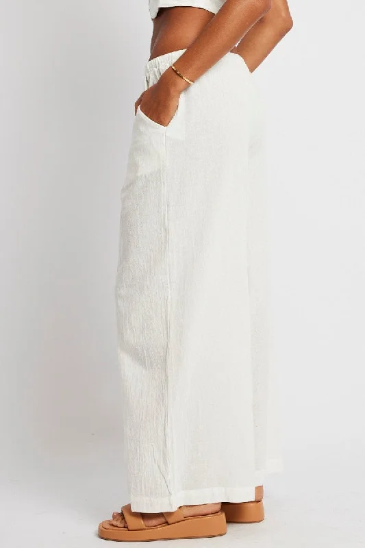 White Wide Leg Pants High Rise