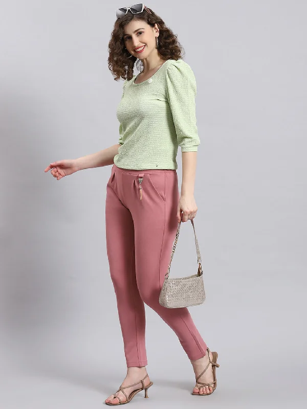 Women Pink Solid Regular Fit Jegging