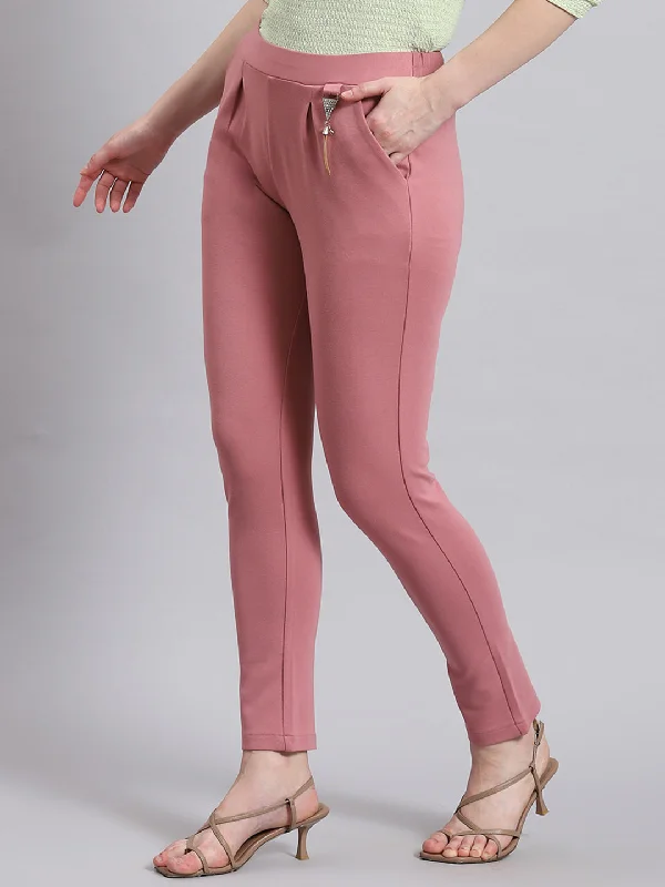 Women Pink Solid Regular Fit Jegging