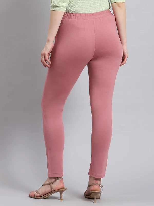 Women Pink Solid Regular Fit Jegging