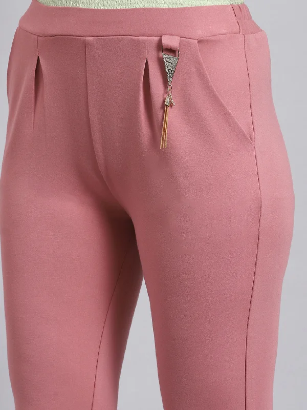 Women Pink Solid Regular Fit Jegging