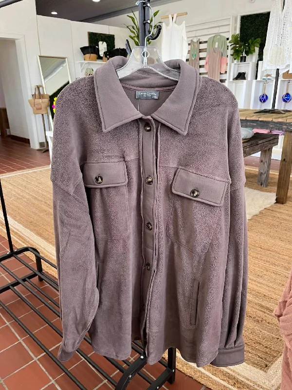 Button Up Jacket With Pockets In Mocha